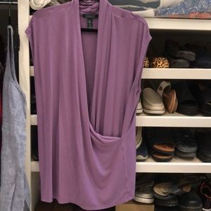 2X Purple Knit Cross Over Blouse